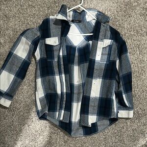 Blue and White Plaid Shirt, Shacket